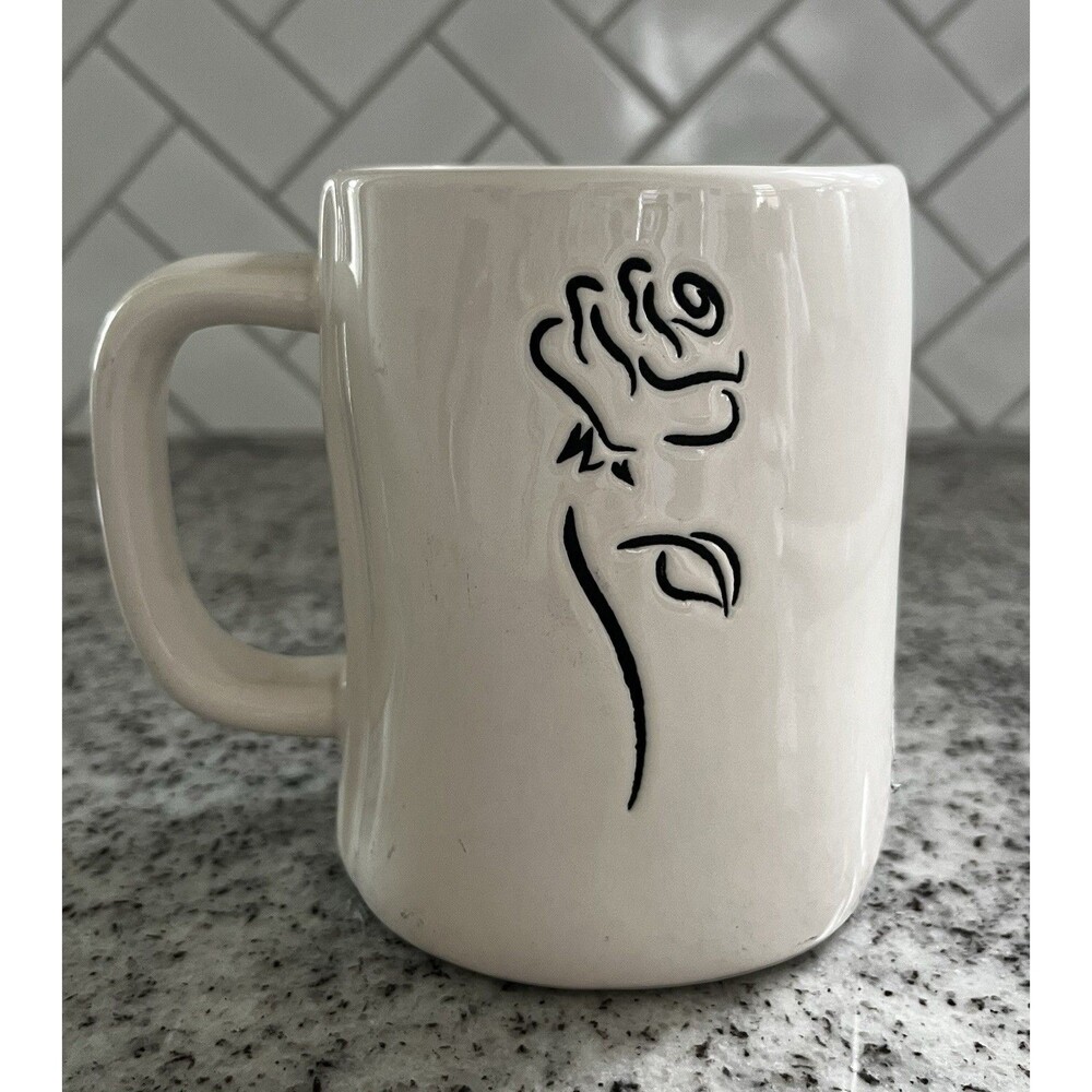 Rae Dunn Disney Beauty & The Beast True Love Mug Pink Interior NWOT Magenta